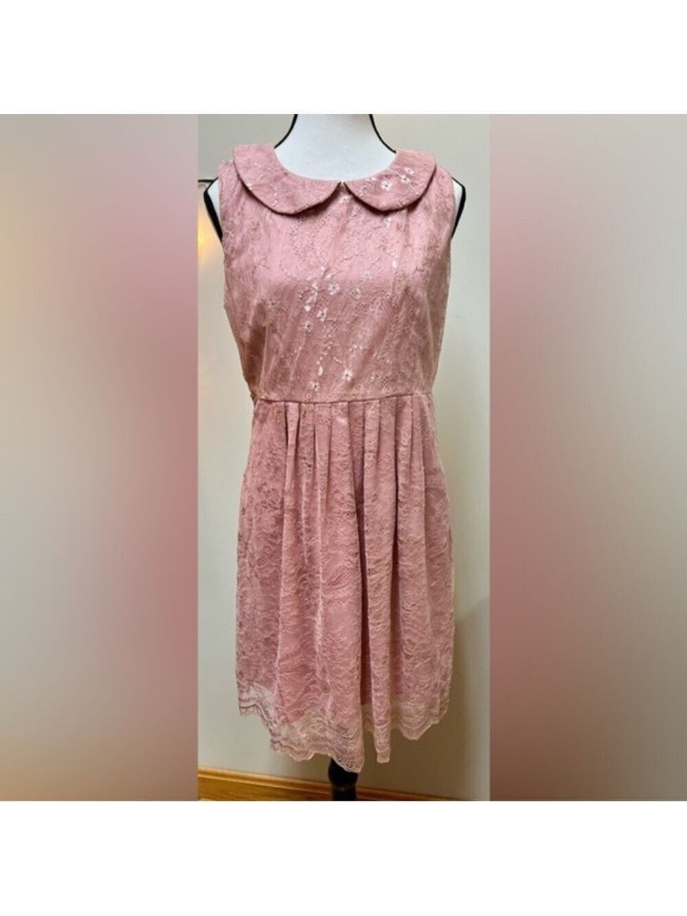 ModCloth Pink Lace Dress Large - Picture 3 of 12